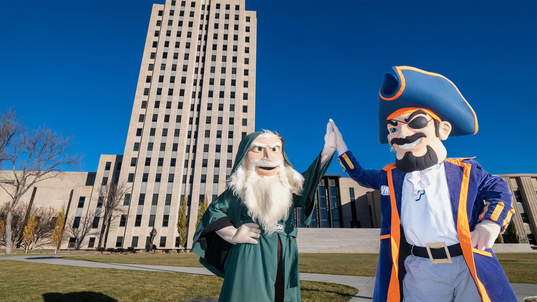 Max and Merlin at the Bismarck State Capitol